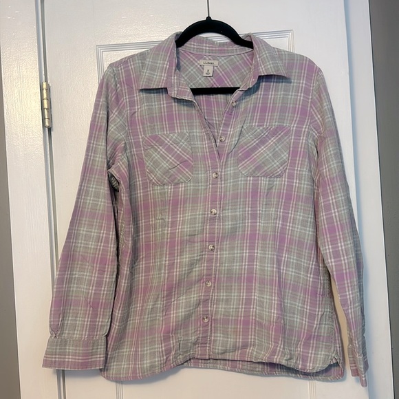 L.L. Bean, lilac  and gray flannel size medium - Picture 1 of 5